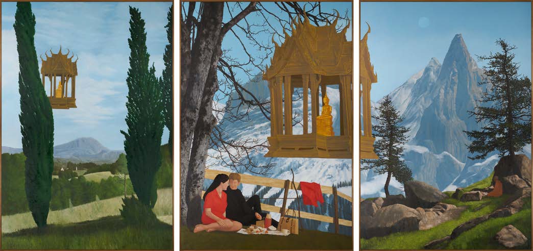 A group of paintings of people sitting under a tree

Description automatically generated